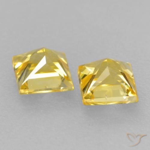 Gemme di Zaffiro Giallo medio naturale da 0.49 ct, Quadrato, VVS-VS