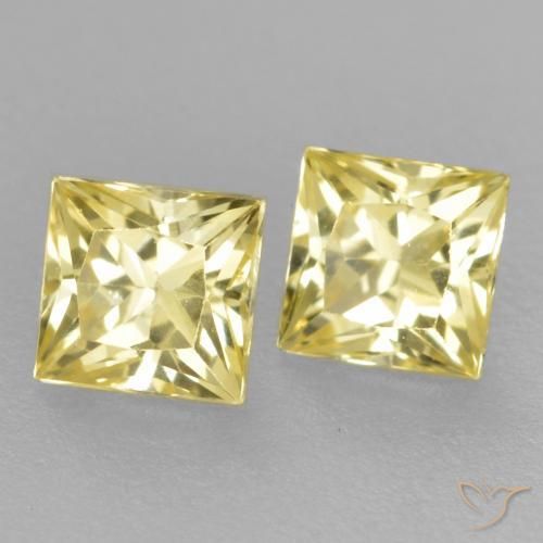 Gemme di Zaffiro Giallo medio-chiaro naturale da 0.54 ct, Quadrato, VVS-VS