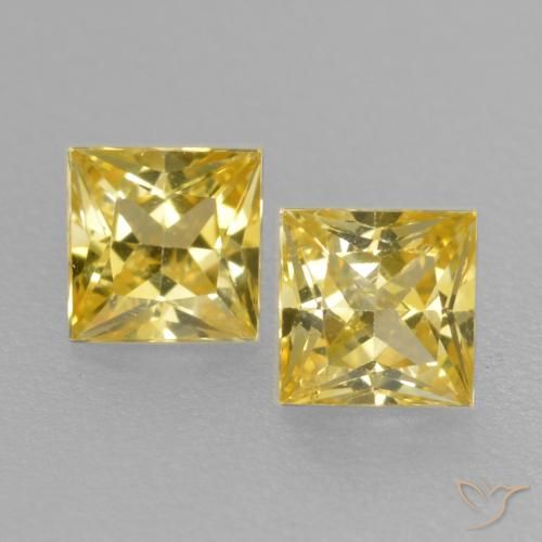 0.41ctw Naturale Giallo medio Zaffiro, Quadrato, VVS-VS