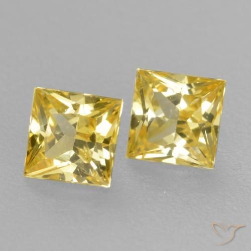 Gemme di Zaffiro Giallo medio naturale da 0.41 ct, Quadrato, VVS-VS