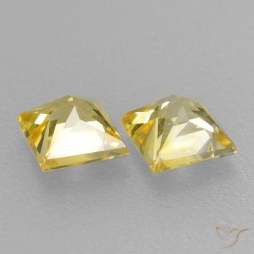 Gemme di Zaffiro Giallo medio naturale da 0.41 ct, Quadrato, VVS-VS