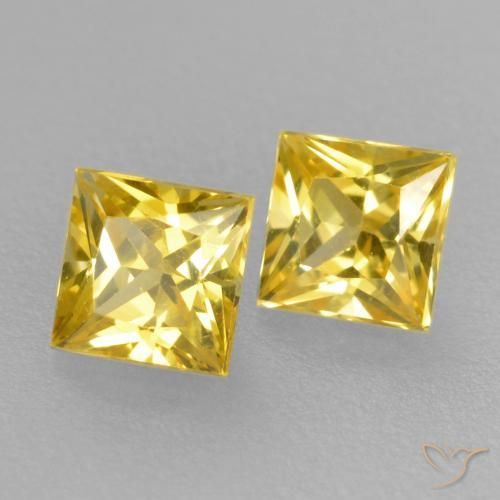 Gemme di Zaffiro Giallo medio naturale da 0.47 ct, Quadrato, VVS-VS