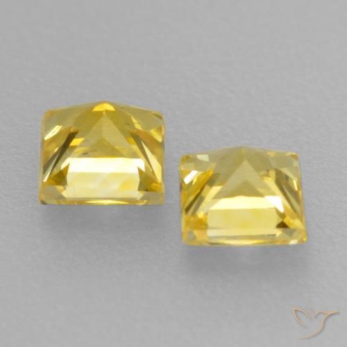 Gemme di Zaffiro Giallo medio naturale da 0.47 ct, Quadrato, VVS-VS