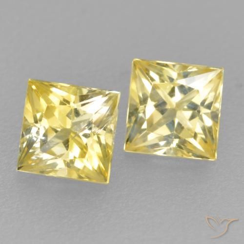 Gemme di Zaffiro Giallo medio-chiaro naturale da 0.50 ct, Quadrato, VS