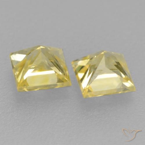 Gemme di Zaffiro Giallo medio-chiaro naturale da 0.50 ct, Quadrato, VS