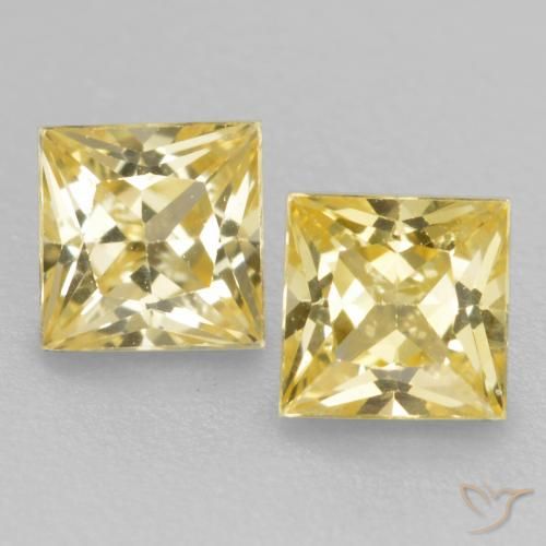 Gemme di Zaffiro Giallo Toscana naturale da 0.59 ct, Quadrato, VVS-VS