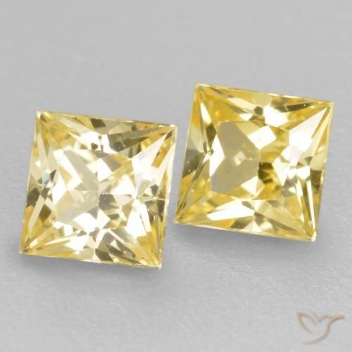 Gemme di Zaffiro Giallo Toscana naturale da 0.59 ct, Quadrato, VVS-VS