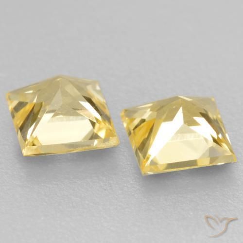Gemme di Zaffiro Giallo Toscana naturale da 0.59 ct, Quadrato, VVS-VS