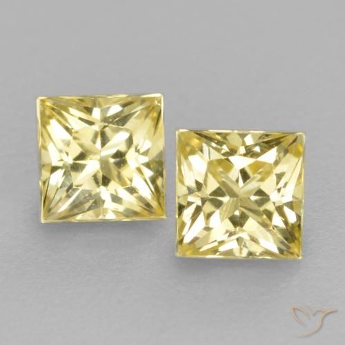Gemme di Zaffiro Giallo medio-chiaro naturale da 0.46 ct, Quadrato, VVS-VS