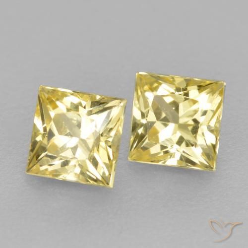Gemme di Zaffiro Giallo medio-chiaro naturale da 0.46 ct, Quadrato, VVS-VS