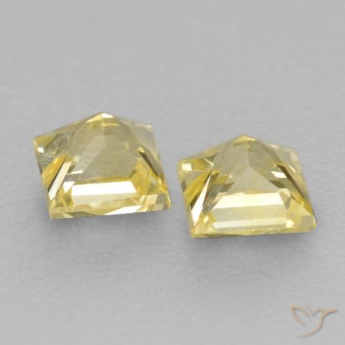 Gemme di Zaffiro Giallo medio-chiaro naturale da 0.46 ct, Quadrato, VVS-VS