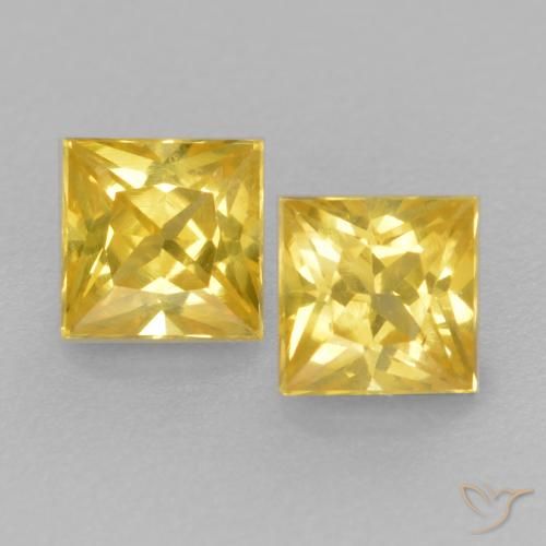 Gemme di Zaffiro Giallo Toscana naturale da 0.45 ct, Quadrato, VS