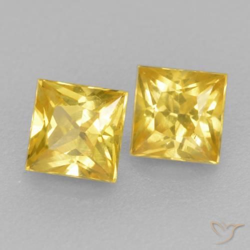Gemme di Zaffiro Giallo Toscana naturale da 0.45 ct, Quadrato, VS