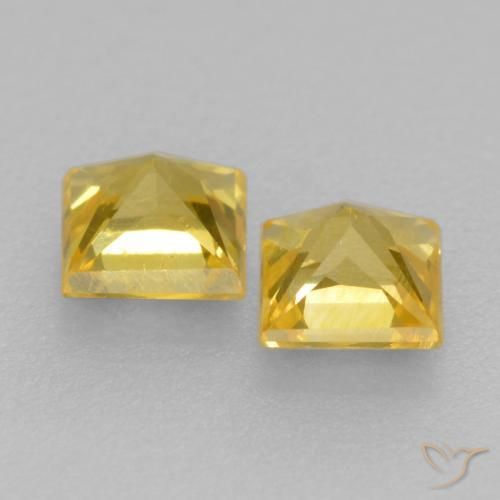 Gemme di Zaffiro Giallo Toscana naturale da 0.45 ct, Quadrato, VS