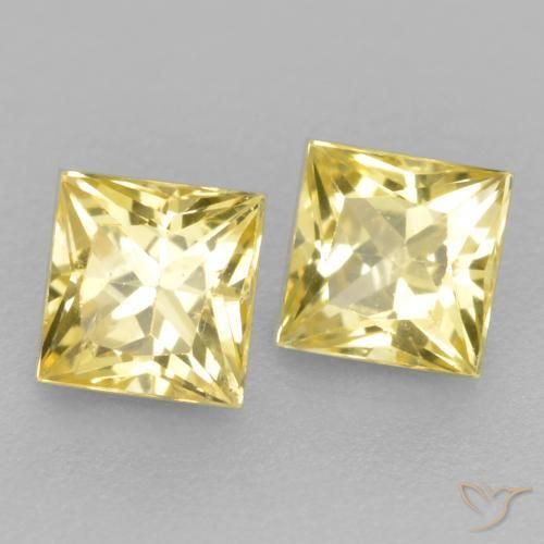 Gemme di Zaffiro Giallo medio-chiaro naturale da 0.54 ct, Quadrato, VS