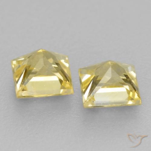 Gemme di Zaffiro Giallo medio-chiaro naturale da 0.54 ct, Quadrato, VS
