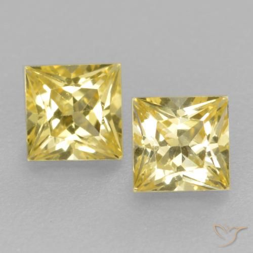 0.50ctw Naturale Giallo medio-chiaro Zaffiro, Quadrato, VVS-VS
