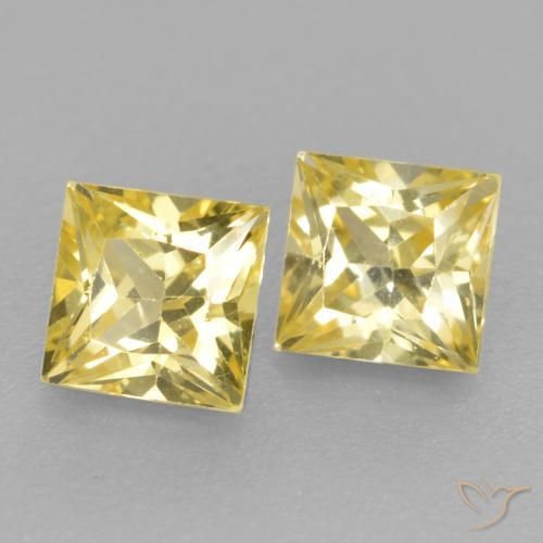 Gemme di Zaffiro Giallo medio-chiaro naturale da 0.50 ct, Quadrato, VVS-VS