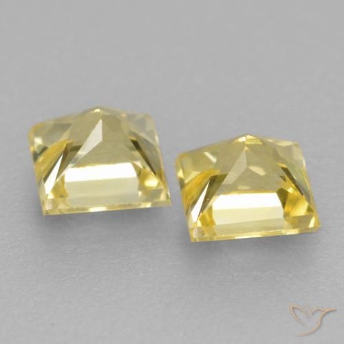 Gemme di Zaffiro Giallo medio-chiaro naturale da 0.50 ct, Quadrato, VVS-VS