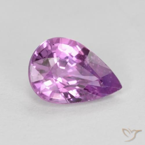 Zaffiro Viola rosato intenso naturale da 0.42 ct, Forma a pera, VS
