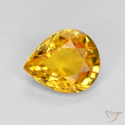 0.72ct Naturale Arancio dorato Zaffiro, Forma a pera, VVS-VS