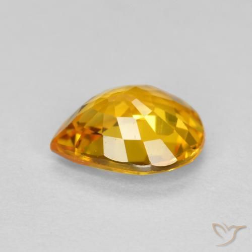 Zaffiro Arancio dorato naturale da 0.72 ct, Forma a pera, VVS-VS