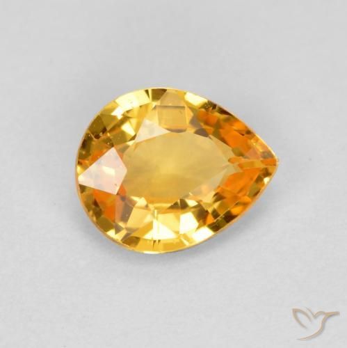 Zaffiro Arancio intenso-OroG naturale da 0.60 ct, Forma a pera, VVS-VS