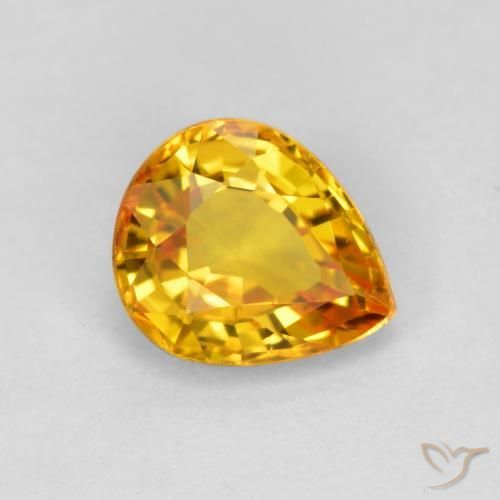 Zaffiro Oro brillante naturale da 0.70 ct, Forma a pera, VVS-VS