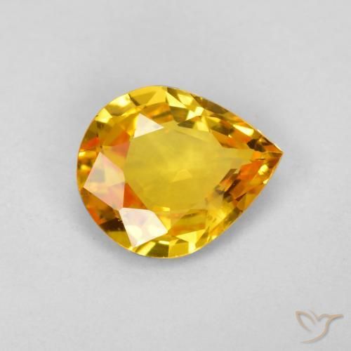 Zaffiro Arancio dorato naturale da 0.55 ct, Forma a pera, VVS-VS