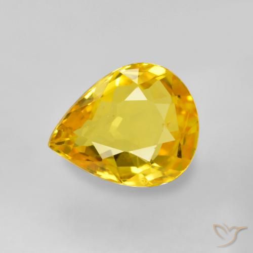 0.64ct Naturale Dorato medio Zaffiro, Forma a pera, VS