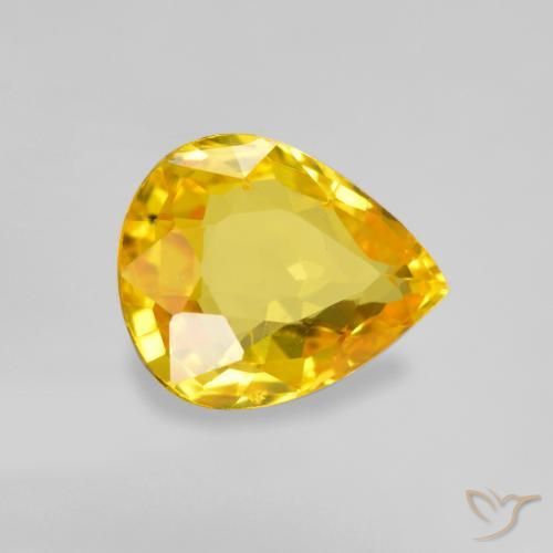 Zaffiro Dorato medio naturale da 0.64 ct, Forma a pera, VS