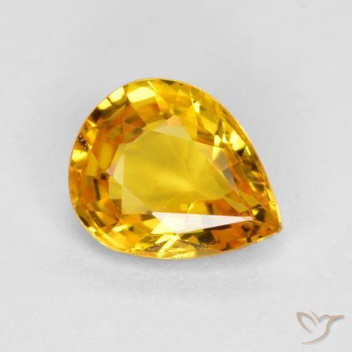 0.64ct Naturale Oro brillante Zaffiro, Forma a pera, VS