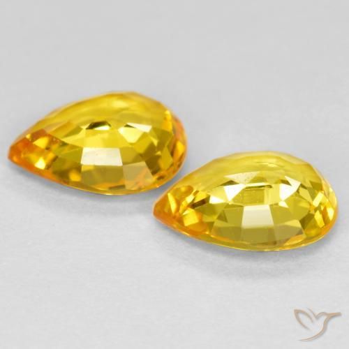 Gemme di Zaffiro Dorato naturale da 1.24 ct, Forma a pera, VVS-VS
