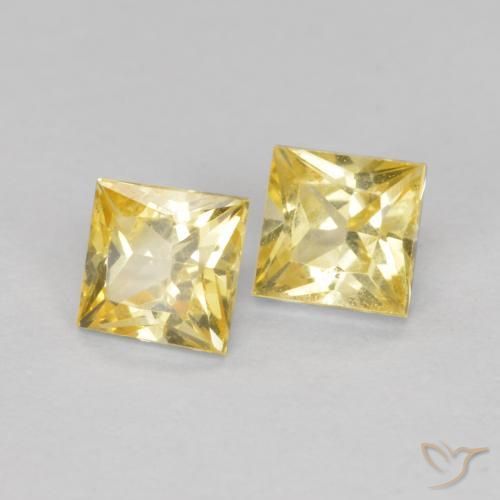 Gemme di Zaffiro Giallo Toscana naturale da 0.49 ct, Quadrato, VS