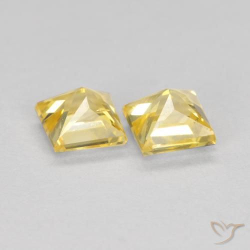 Gemme di Zaffiro Giallo Toscana naturale da 0.49 ct, Quadrato, VS