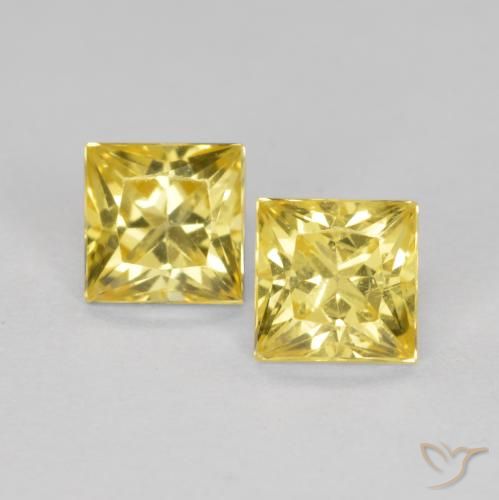 0.76ctw Naturale Giallo medio Zaffiro, Quadrato, VS