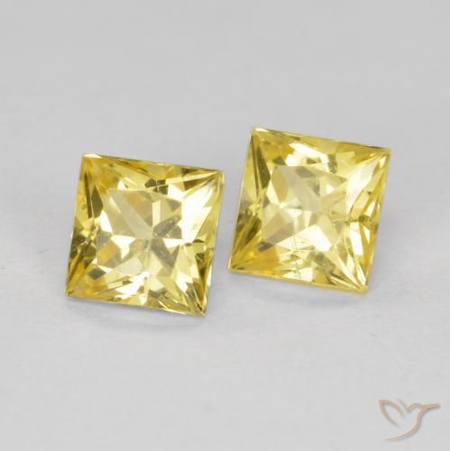 Gemme di Zaffiro Giallo medio naturale da 0.76 ct, Quadrato, VS