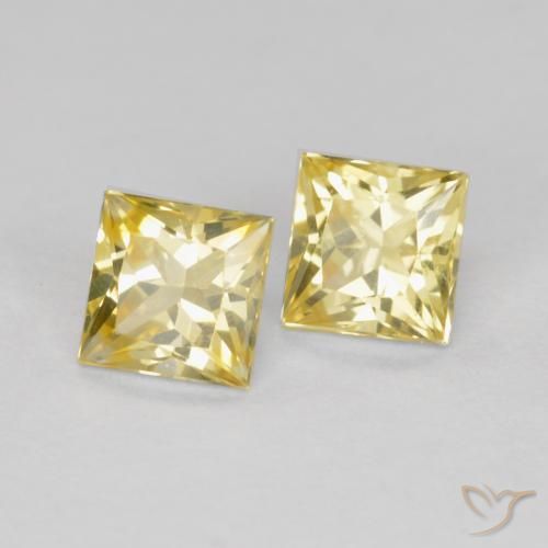 Gemme di Zaffiro Giallo Toscana naturale da 0.73 ct, Quadrato, VS
