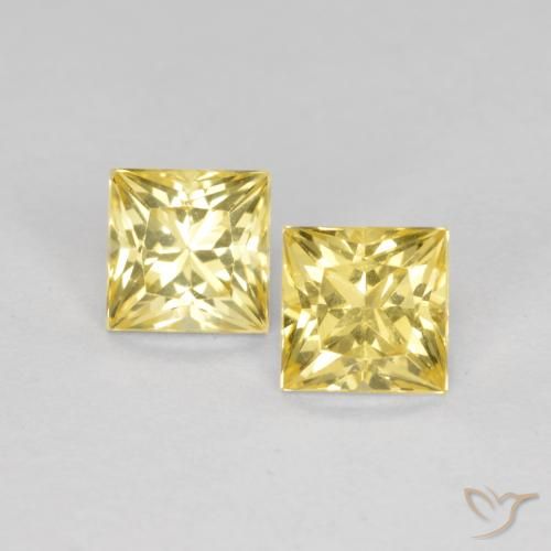 Gemme di Zaffiro Giallo Toscana naturale da 0.87 ct, Quadrato, VS