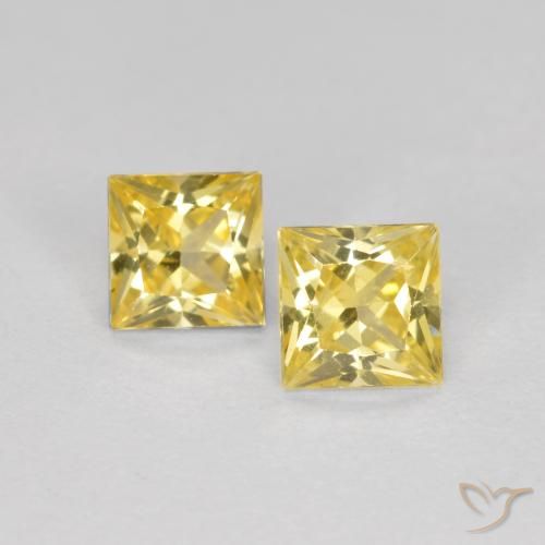 0.53ctw Naturale Giallo Toscana Zaffiro, Quadrato, VS