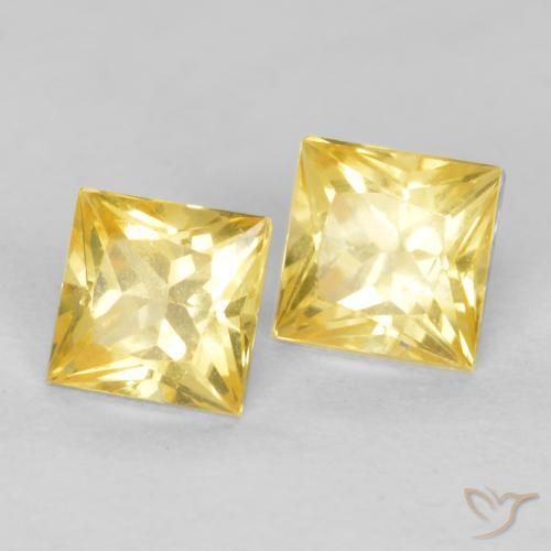 Gemme di Zaffiro Giallo Toscana naturale da 0.65 ct, Quadrato, VS