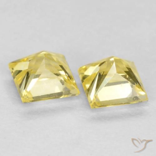 Gemme di Zaffiro Giallo Toscana naturale da 0.54 ct, Quadrato, VS
