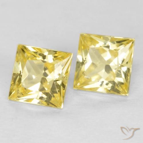 Gemme di Zaffiro Giallo Toscana naturale da 0.54 ct, Quadrato, VS