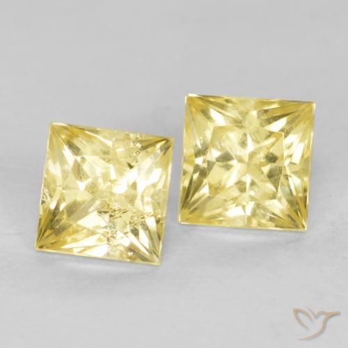 Gemme di Zaffiro Giallo medio-chiaro naturale da 0.70 ct, Quadrato, VS
