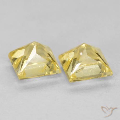 Gemme di Zaffiro Giallo medio-chiaro naturale da 0.70 ct, Quadrato, VS