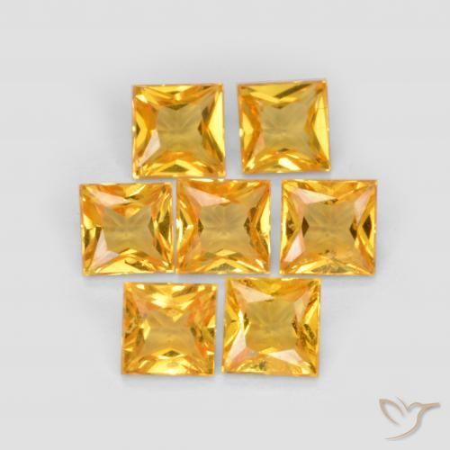 Gemme di Zaffiro Arancio dorato naturale da 2.10 ct, Quadrato, VS