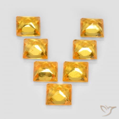 Gemme di Zaffiro Arancio dorato naturale da 2.10 ct, Quadrato, VS