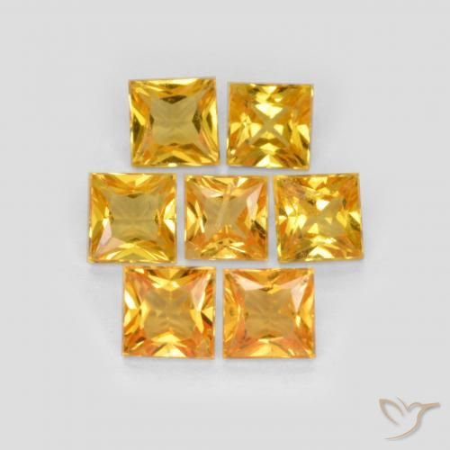 Gemme di Zaffiro Dorato scuro naturale da 2.26 ct, Quadrato, VS