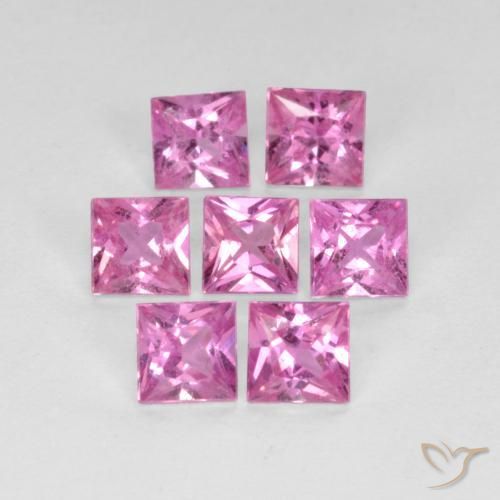 Gemme di Zaffiro Rosa porpora reale naturale da 1.98 ct, Quadrato, VS