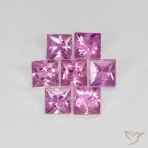 Gemme di Zaffiro Rosa porpora reale naturale da 0.98 ct, Quadrato, VS